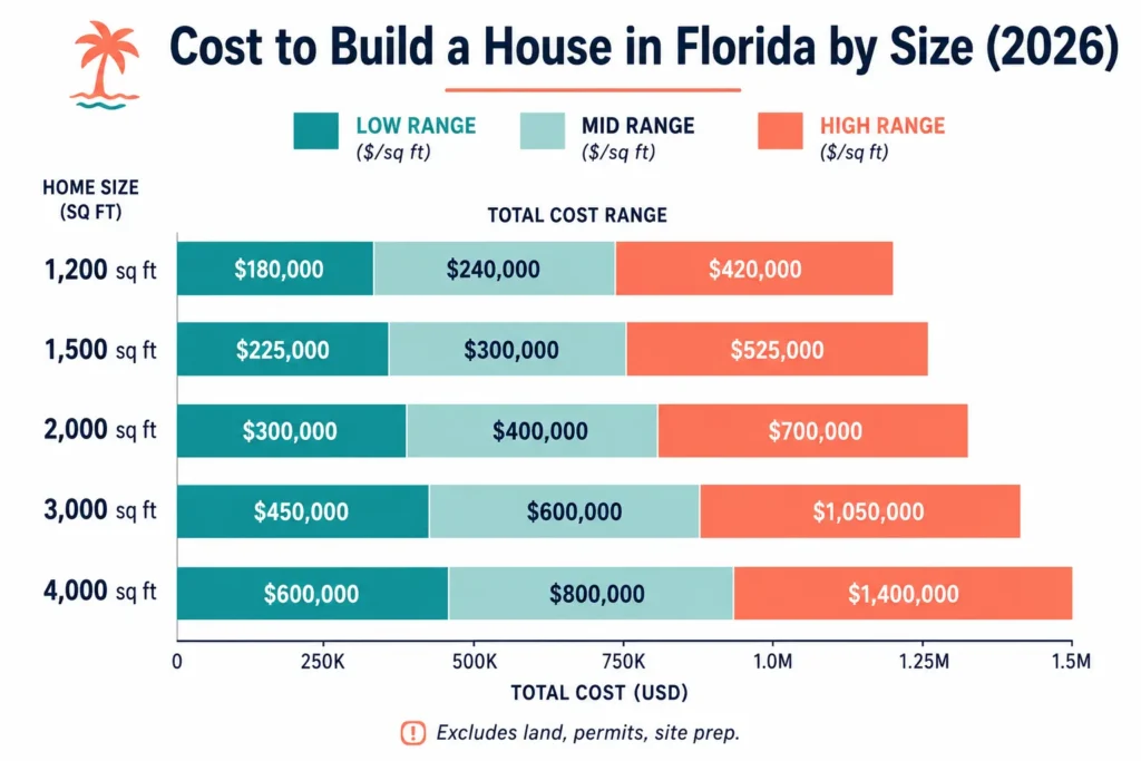 florida house build cost by size 2026