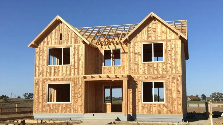 Cost to build a 3 bedroom house — home under construction with framing visible