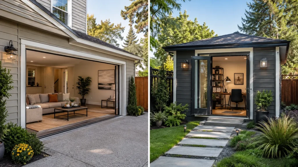 Attached and detached garage conversion examples